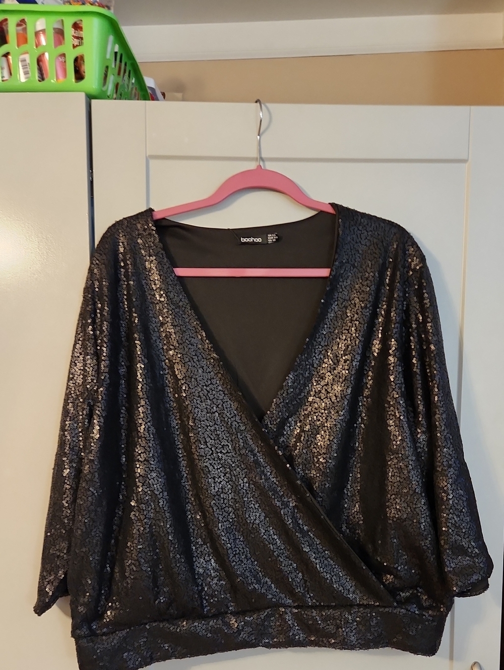Boohoo Sequin Wrap Top